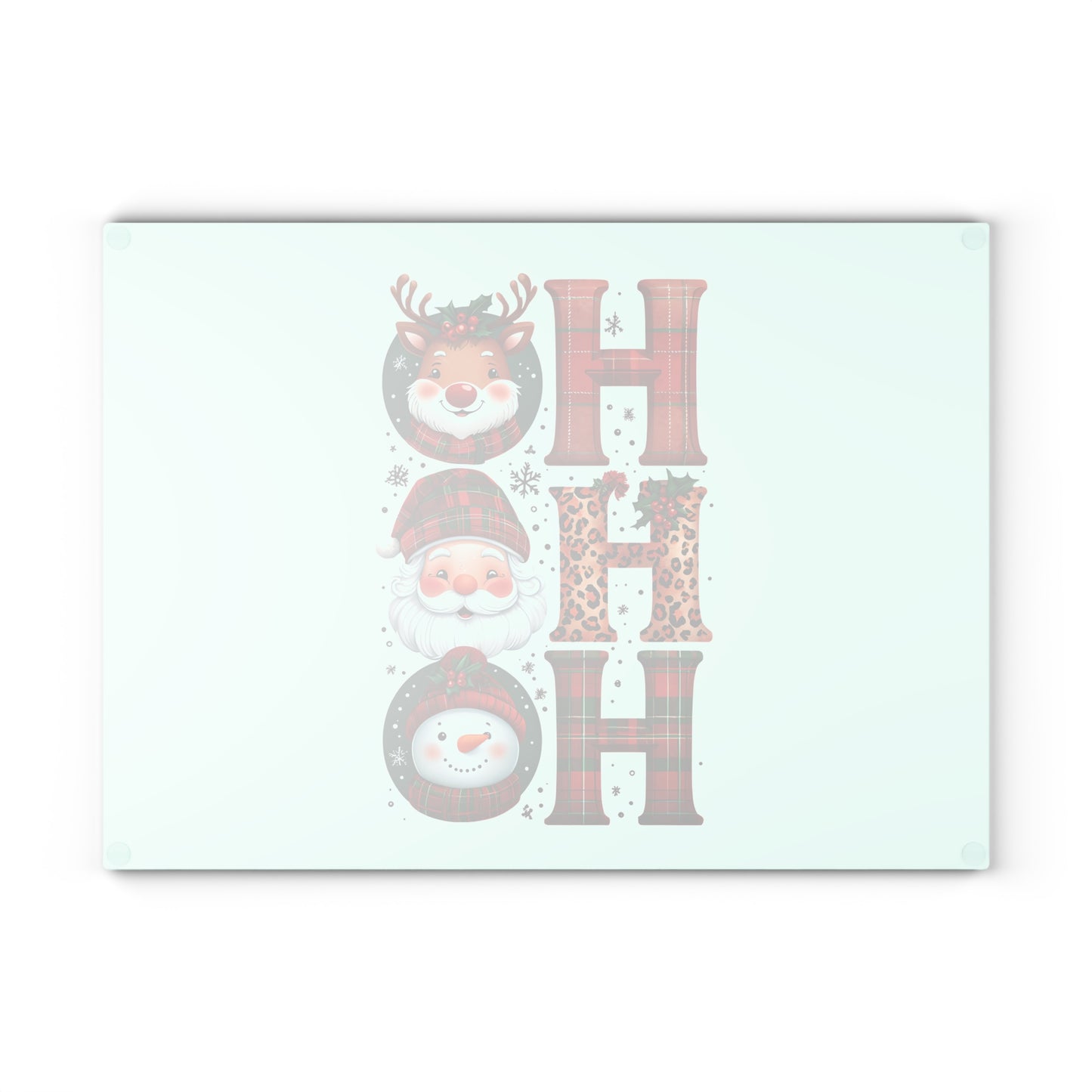 Festive Glass Cutting Board with 'HO HO HO' Design, Holiday Gift, Kitchen Decor, Seasonal Cooking, Christmas Party