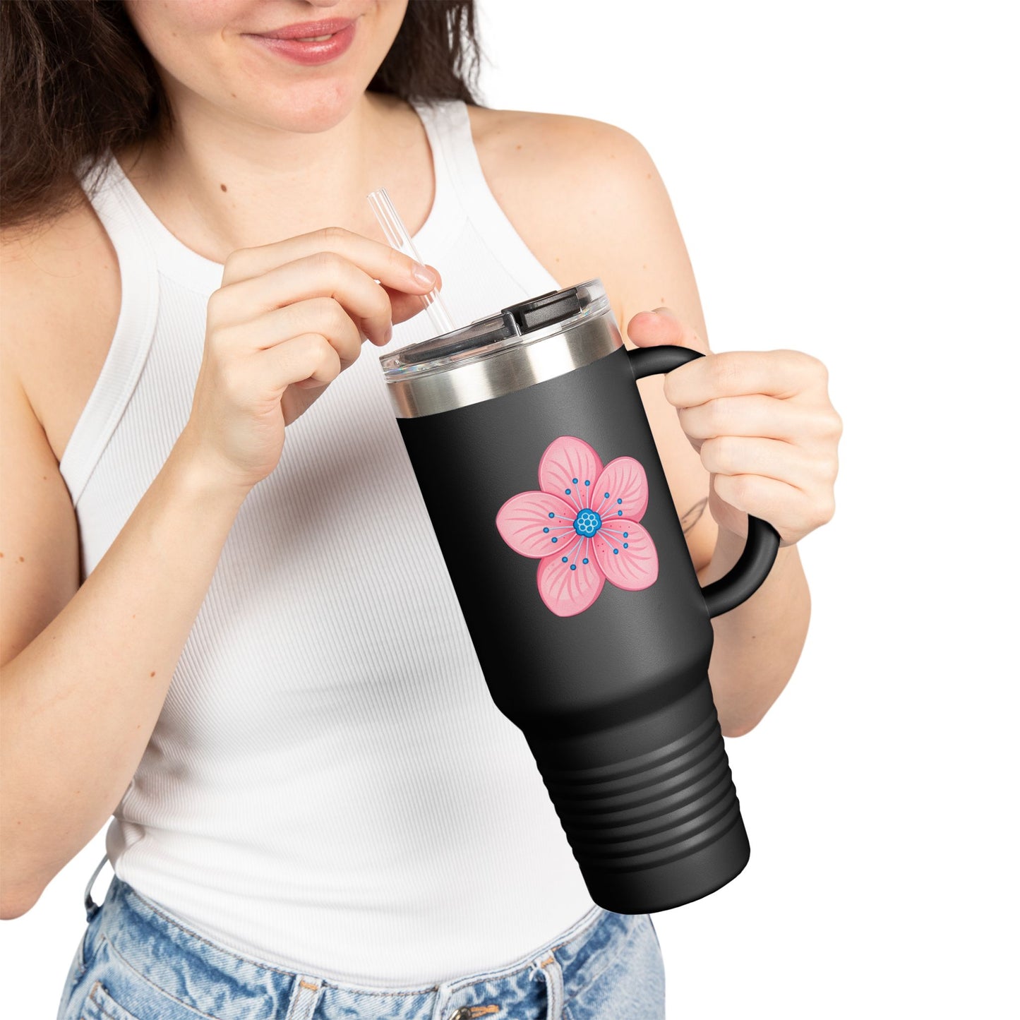 Charming Floral Insulated Travel Mug | 40oz Coffee Cup, Personalized Gift, Summer Hydration, Eco-Friendly Drinkware, Perfect for Road Trips