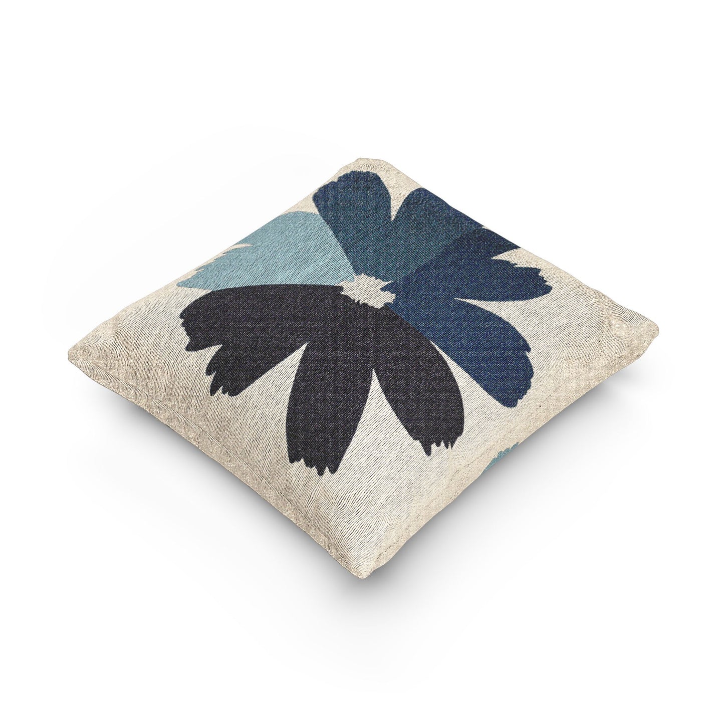 Chic Woven Pillow, Modern Home Decor, Flower Print Cushion, Boho Living Room Accent, Gift for Housewarming