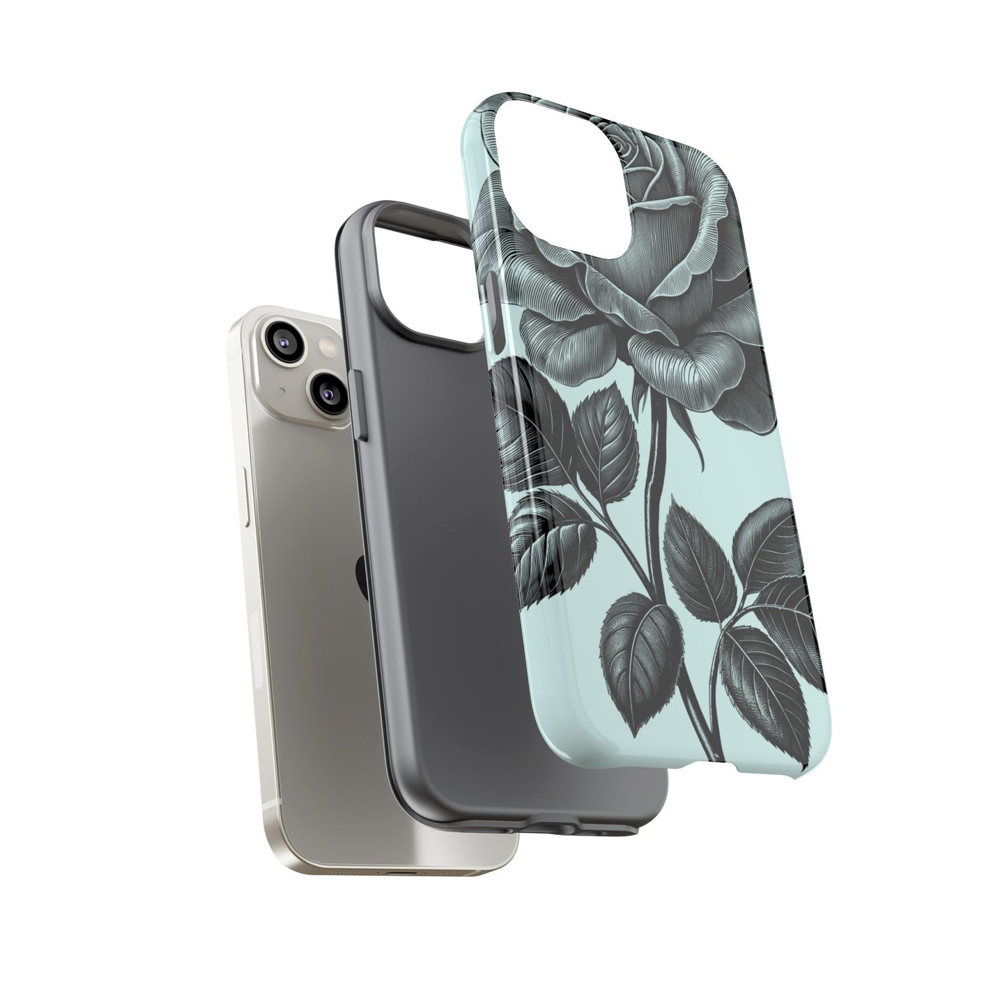 Elegant Floral Phone Case, Tough Cases for iPhones, Black Rose Design, Gift for Her, Stylish Phone Cover, Birthday Gifts