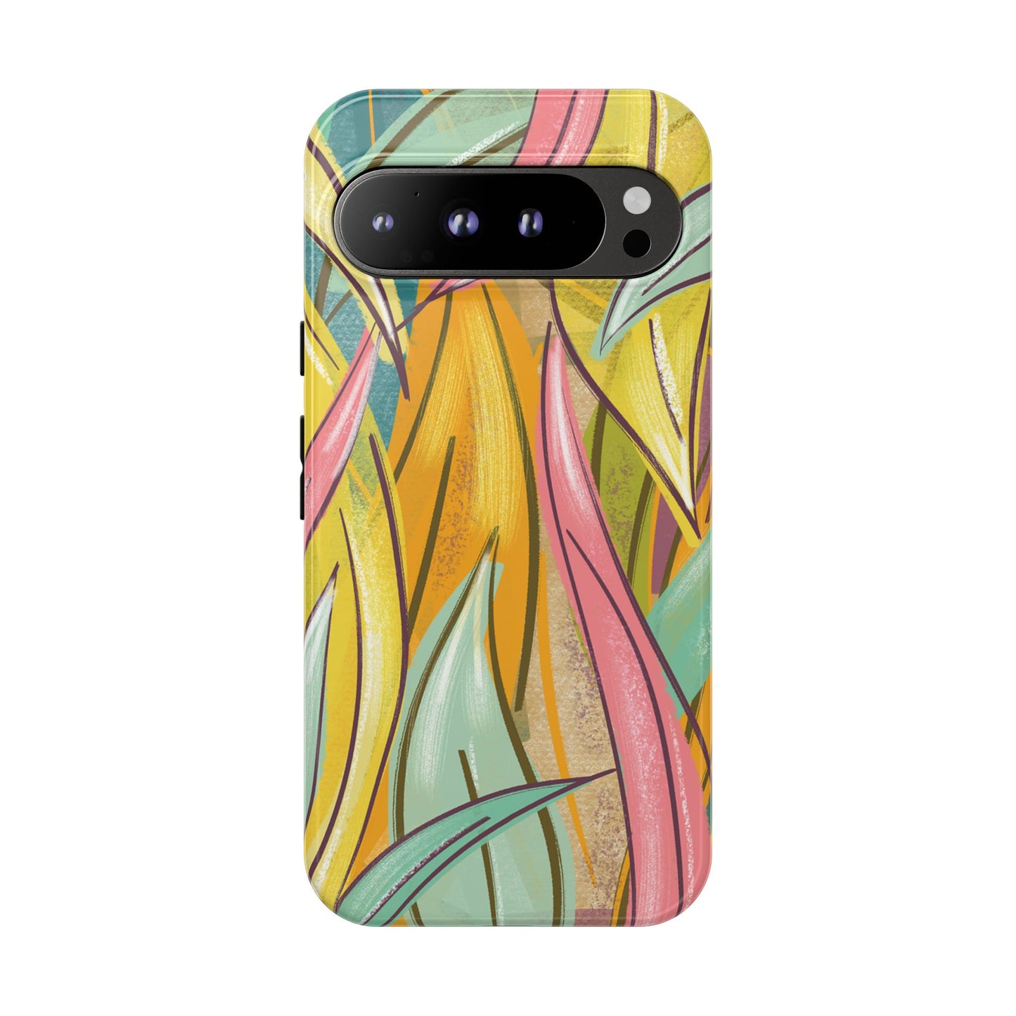 Vibrant Phone Case with Colorful Leaf Design, Tough Cases for Nature Lovers, Eco-Friendly Gift, Summer Vibes, Floral Phone Cover