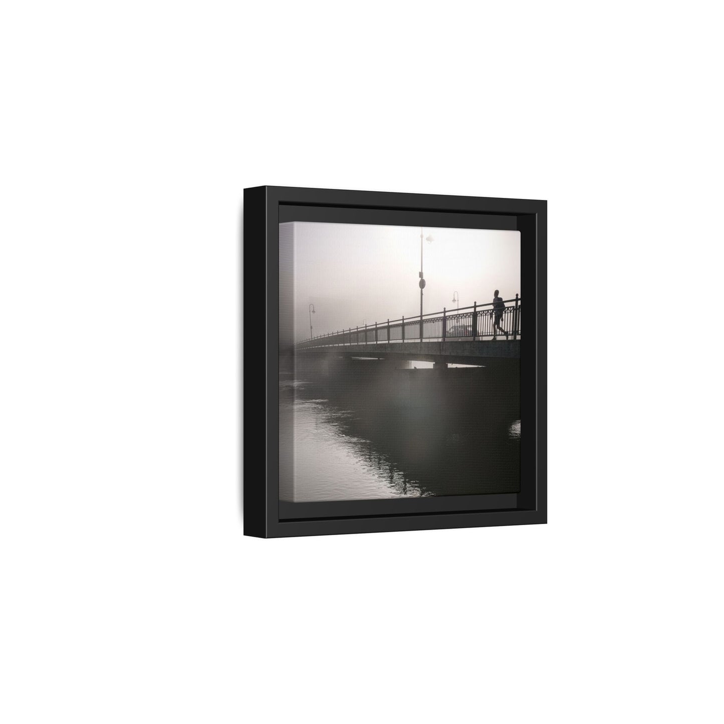 Framed Matte Canvas - Foggy Bridge Black & White Photography