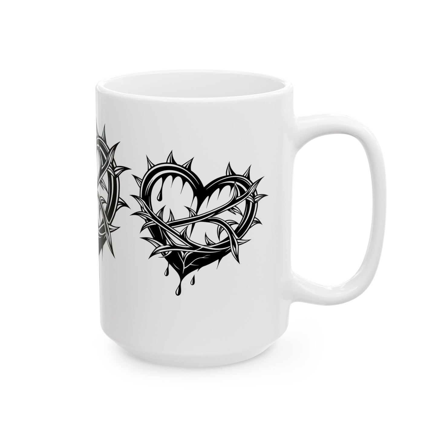 Gothic Heart Design Ceramic Mug | Unique Coffee Cup for Gifts, Valentine's Day, Home Decor, Art Lovers, or Halloween