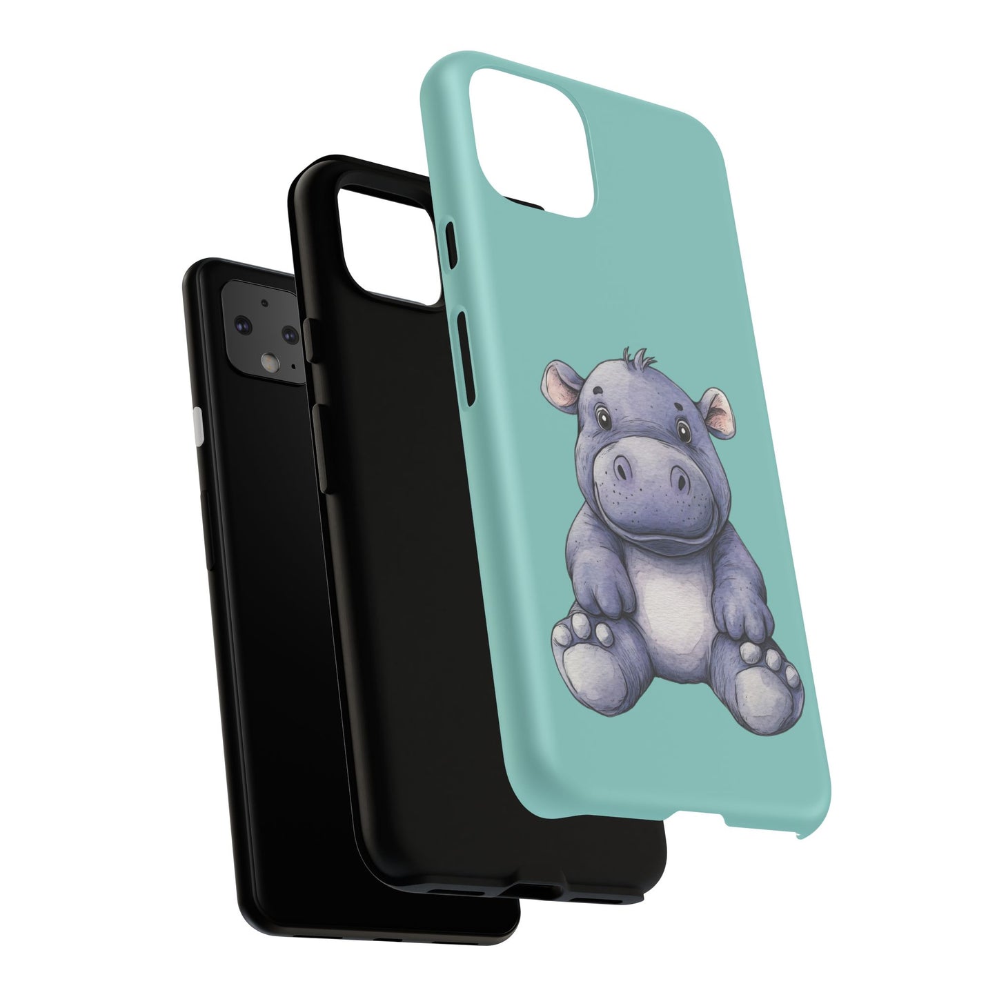 Cute Hippo Phone Case, Tough Phone Cover, Fun Animal Case, Gift for Kids, Cute Decor, Birthday Present