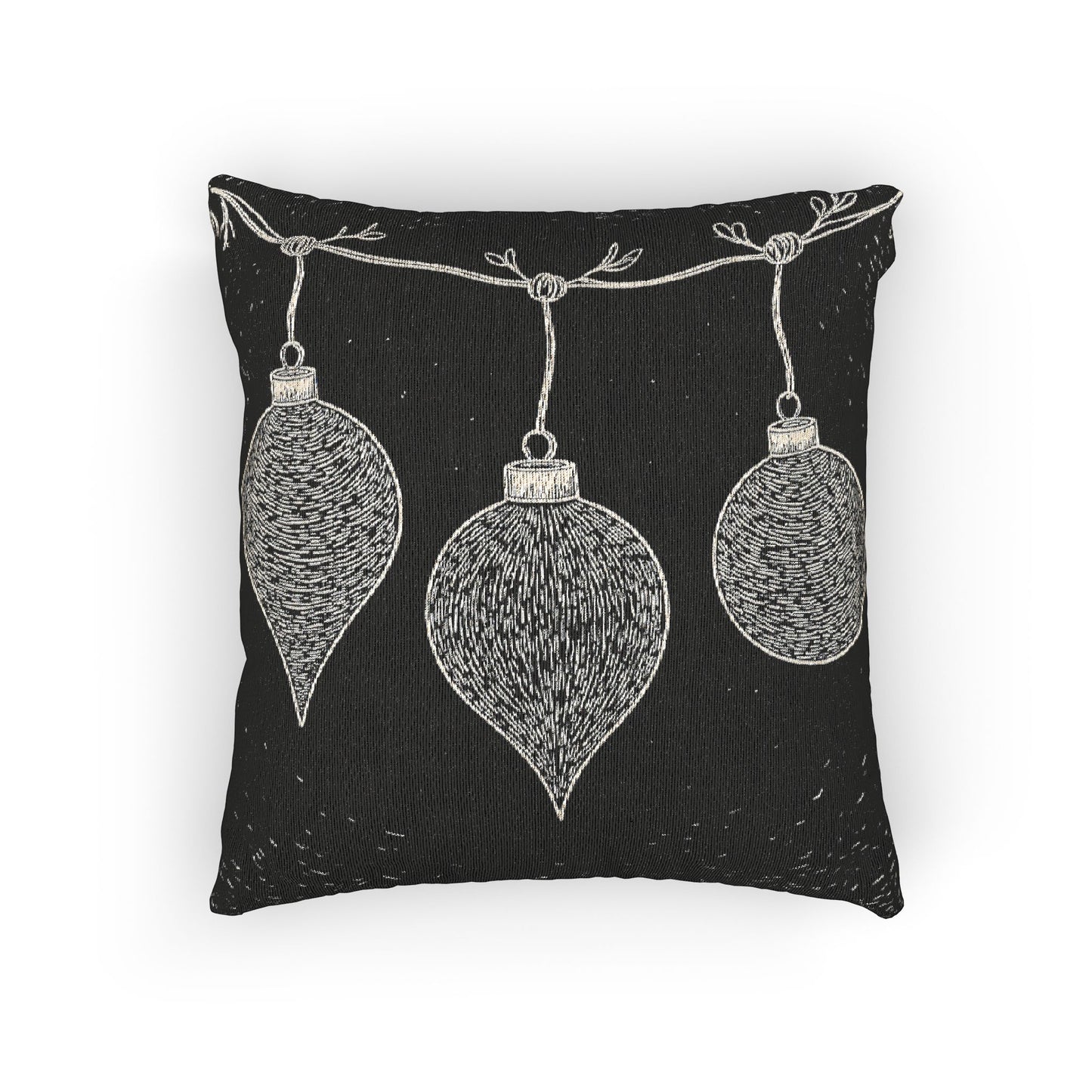 Christmas Ornament Woven Pillow, Holiday Home Decor, Cozy Couch Cushion, Seasonal Gift, Winter Decoration