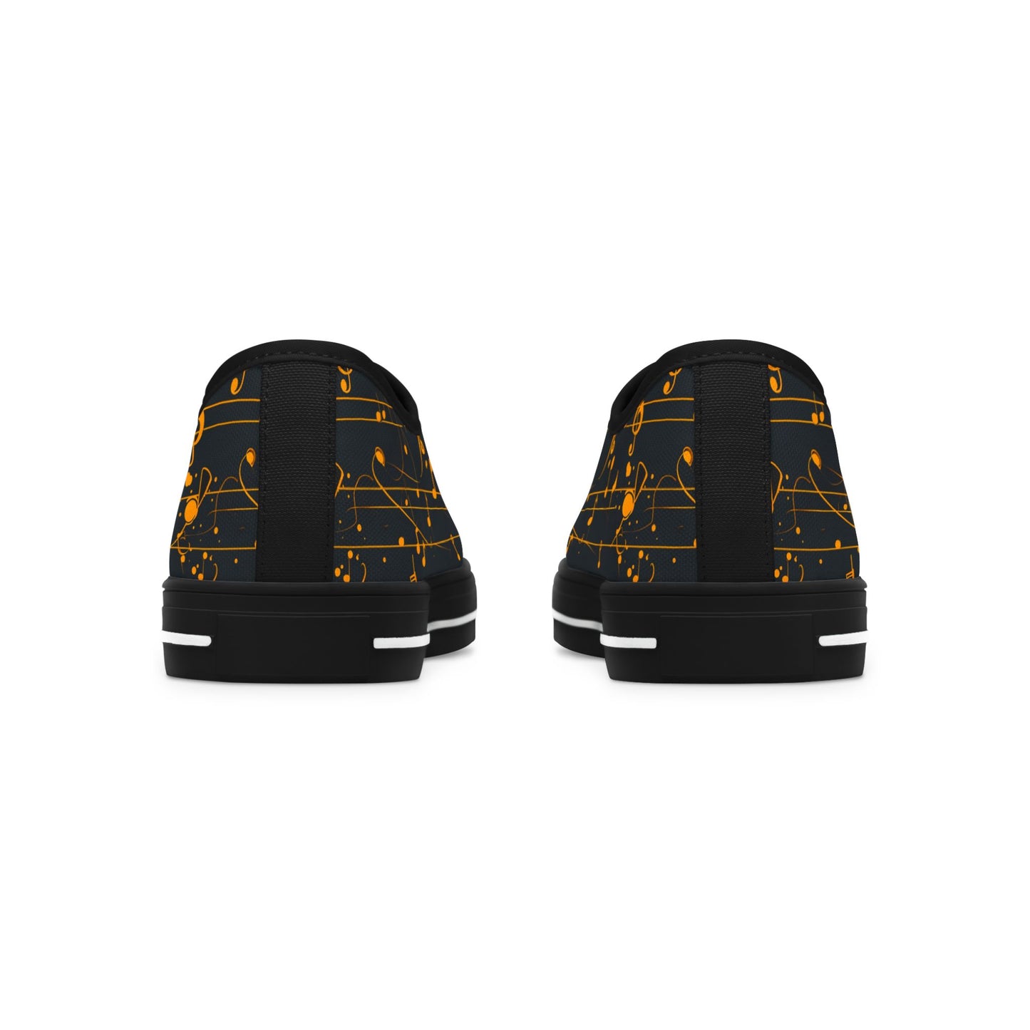 Low Top Sneakers — Black Gold Musical Notes Design