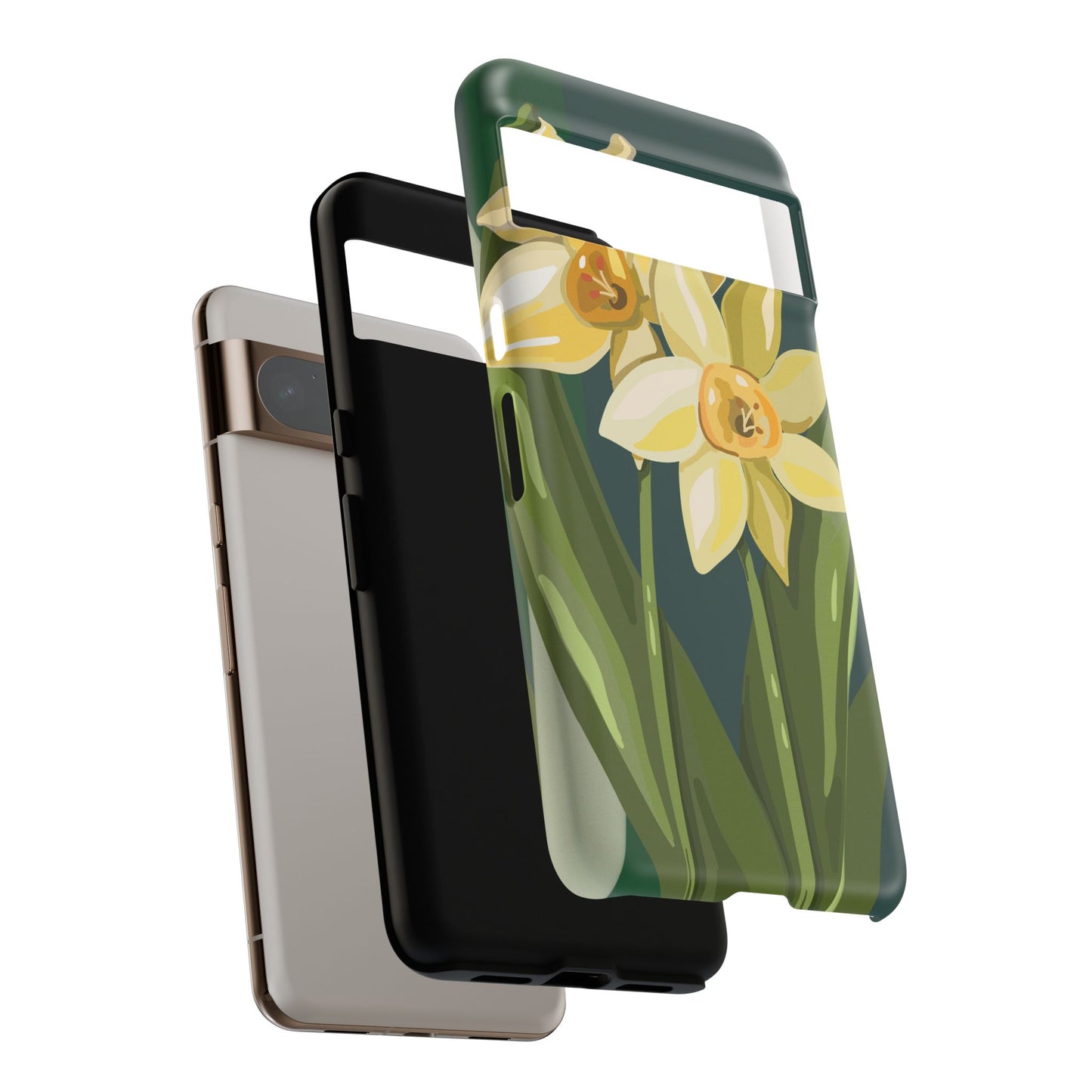 Floral Phone Case - Yellow Daffodil Design, Tough Phone Cover, Spring Decor, Floral Gift, Nature-Inspired Accessories