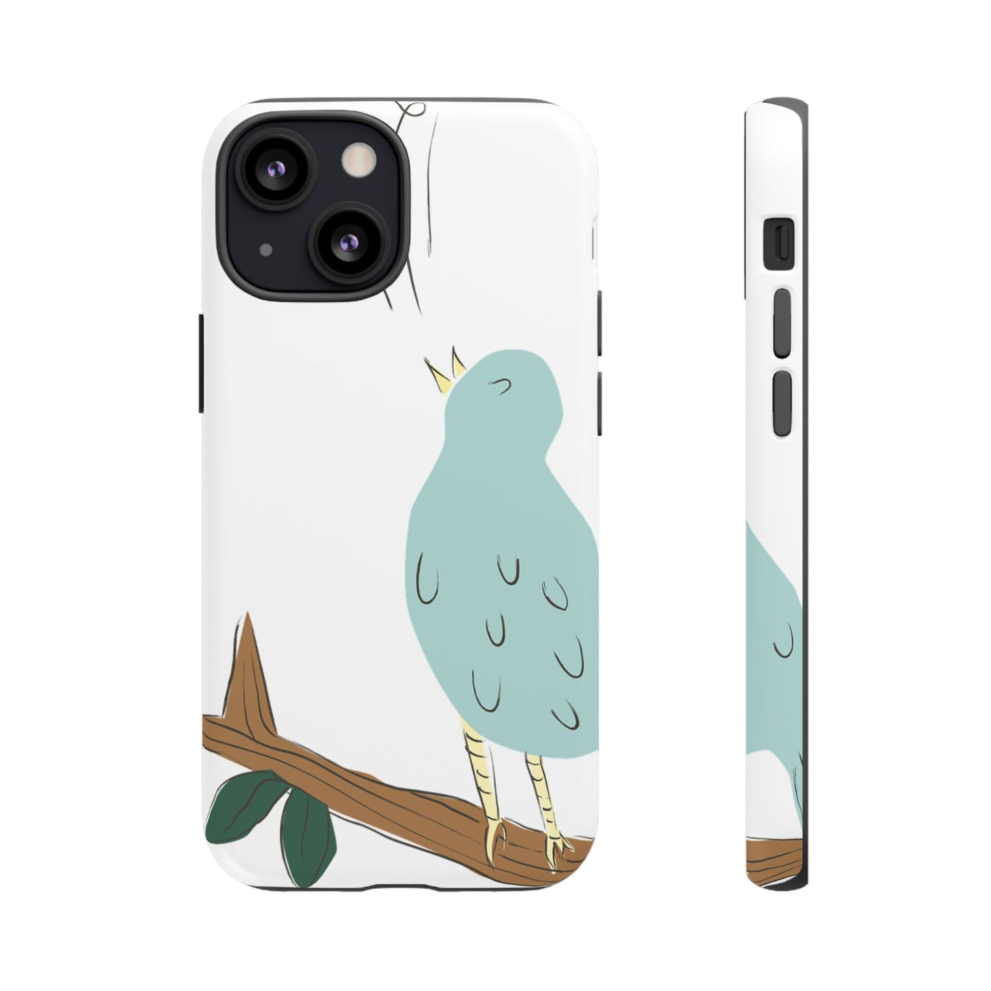 Birdsong Phone Case — Cute Blue Bird on Branch Protective Case
