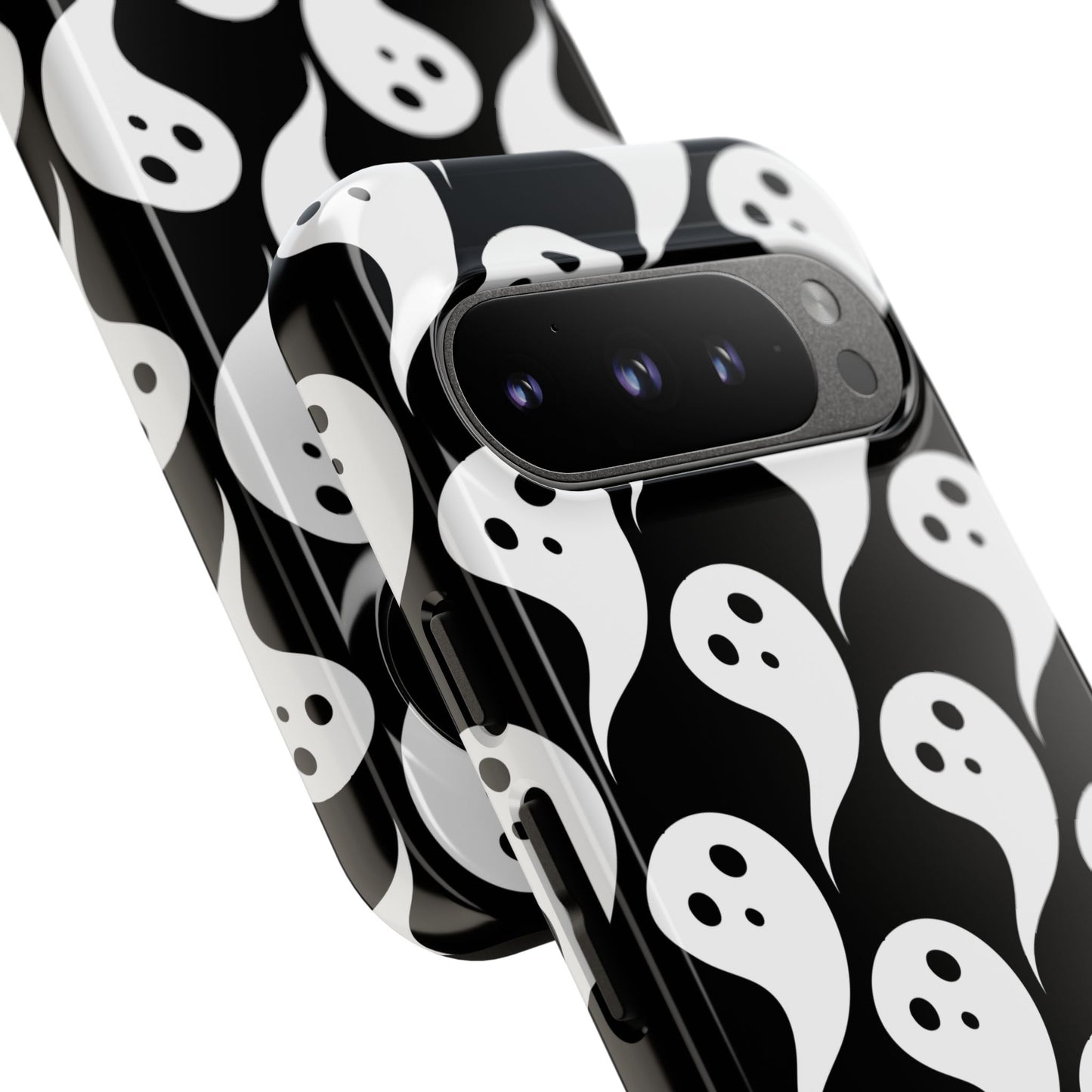 Ghost Pattern Phone Case, Cute Ghost Cell Phone Cover, Halloween Accessory, Spooky Gift, Black and White Phone Case