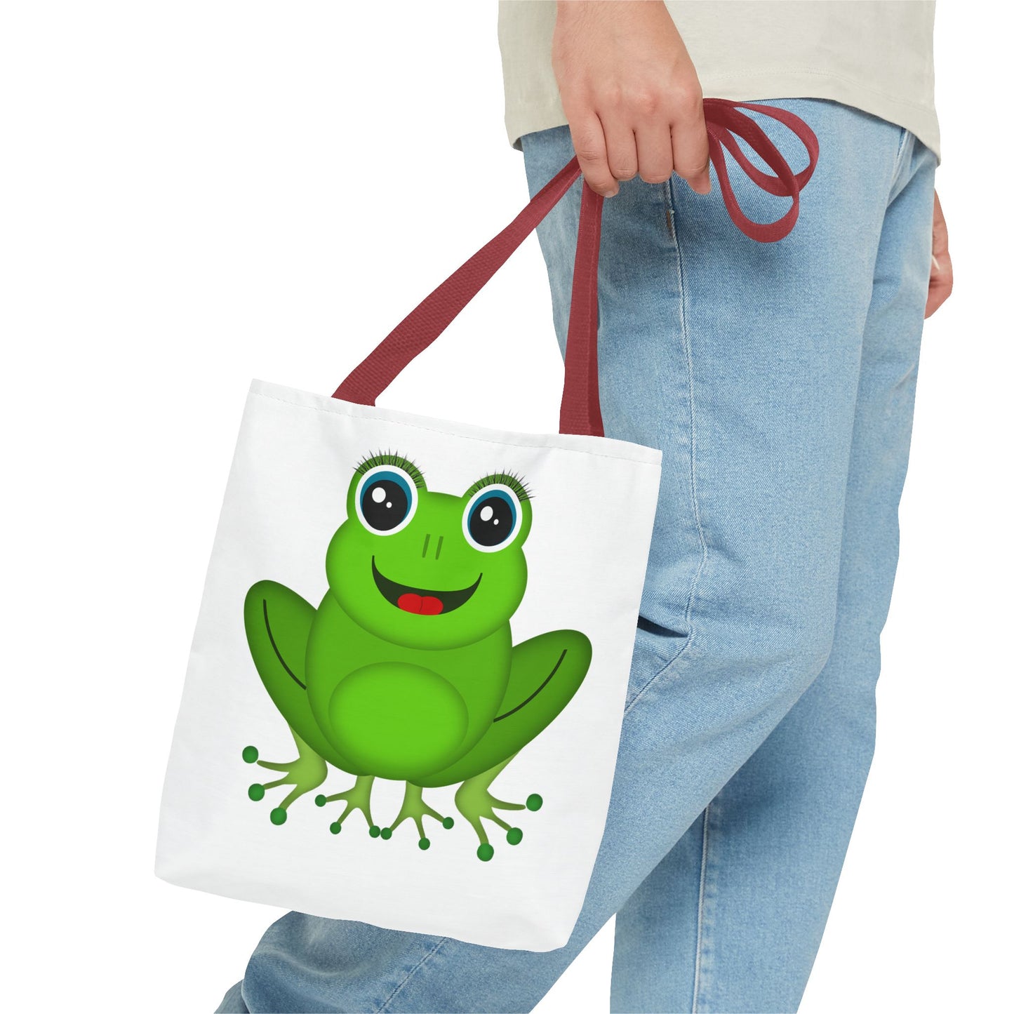 Cute Frog Tote Bag, Eco-Friendly Shopping Bag, Fun Gift for Kids, Frog Lovers, Bag for Nature Outings, Unique Frog Design