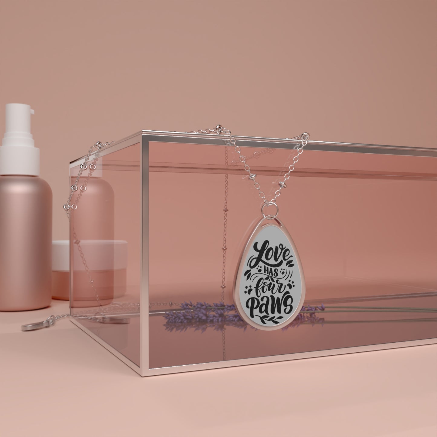 Oval Necklace — "Love Has Four Paws" Pet Memorial Pendant Necklace