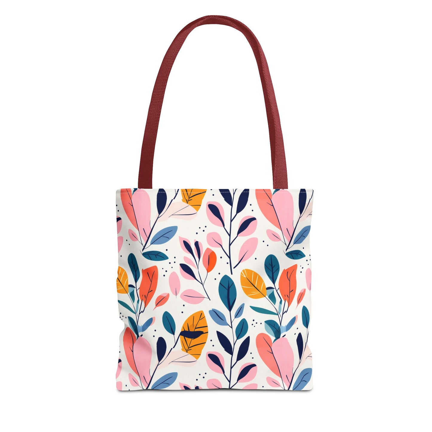 Floral Leaves Tote Bag — Colorful Botanical All-Over Print Bag