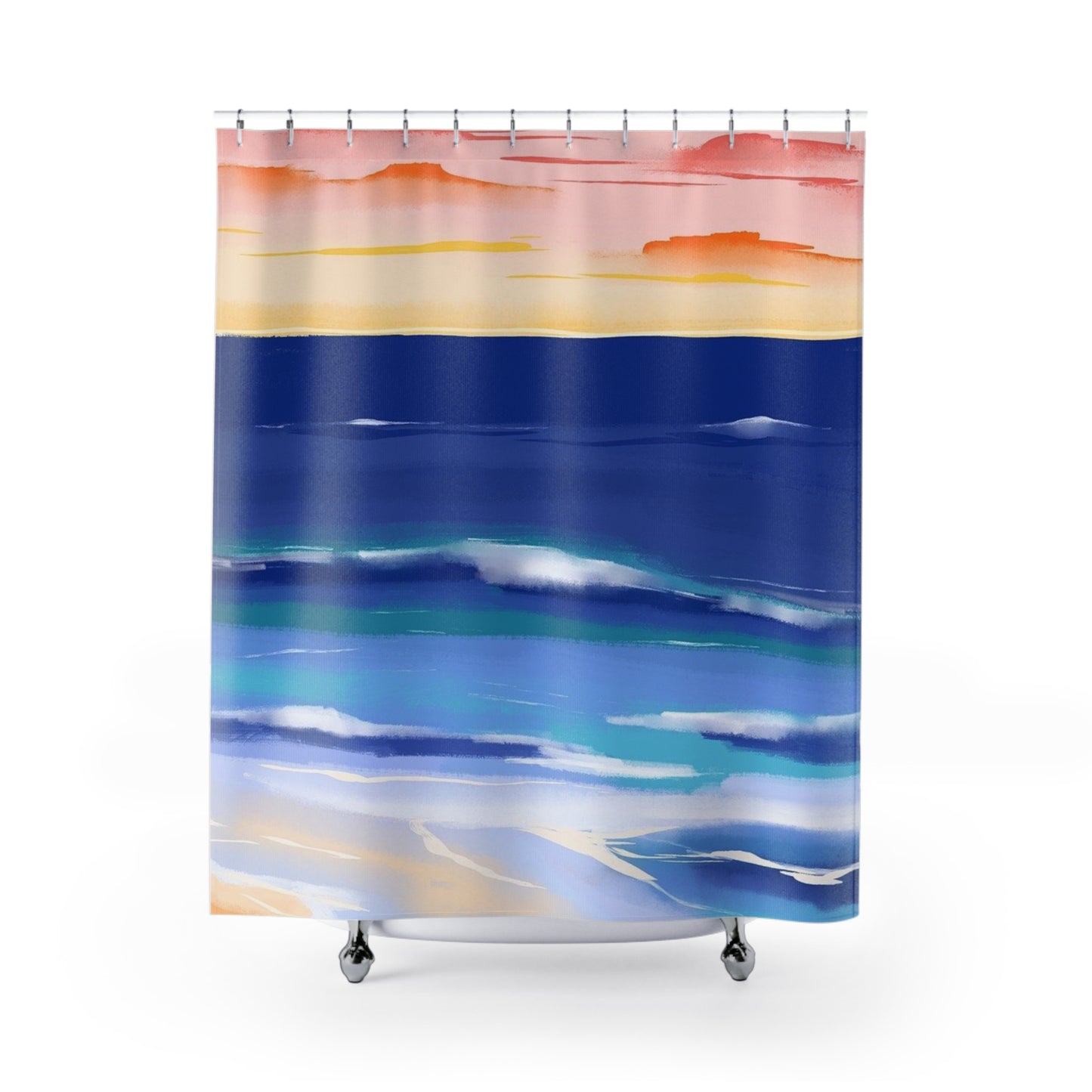 Ocean Sunset Shower Curtain - Vibrant Beach Decor, Bathroom Accessory, Coastal Theme, Nature Lover Gift, Summer Home