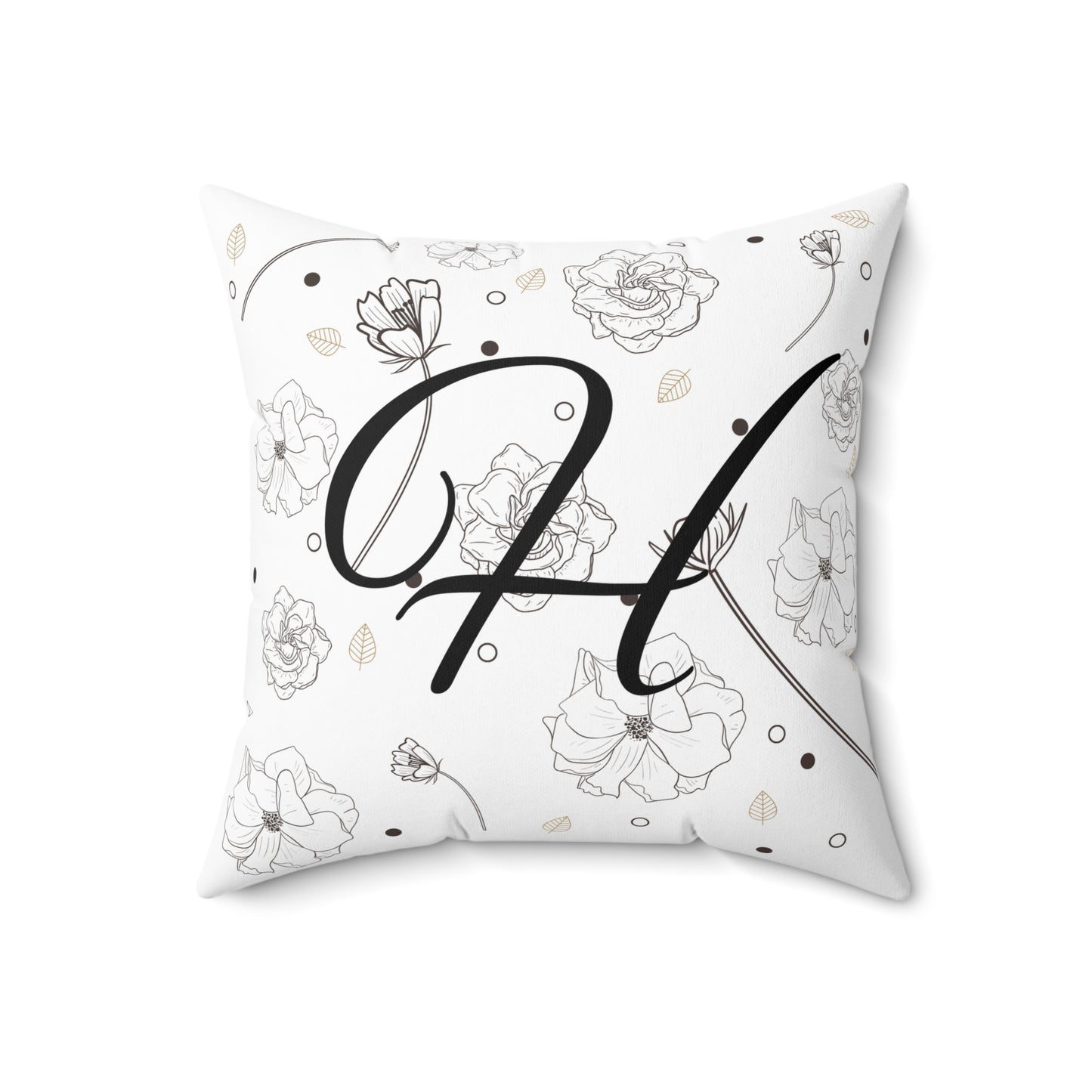 Floral Monogram Square Pillow - Personalized