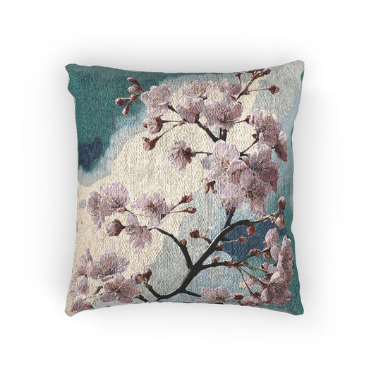 Botanical Woven Pillow, Floral Throw Pillow, Cozy Home Decor