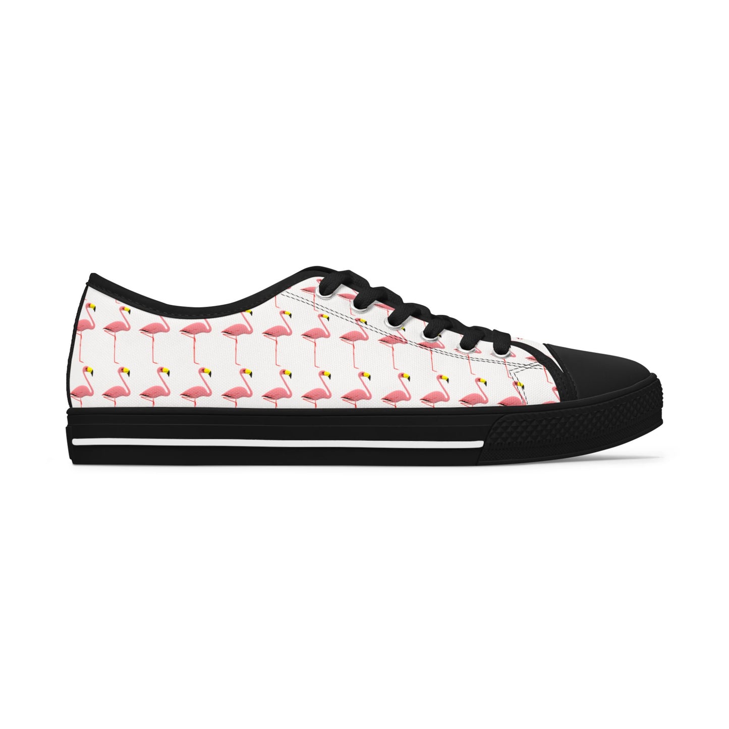 Low Top Sneakers — Pink Flamingo Pattern Casual Canvas Shoes