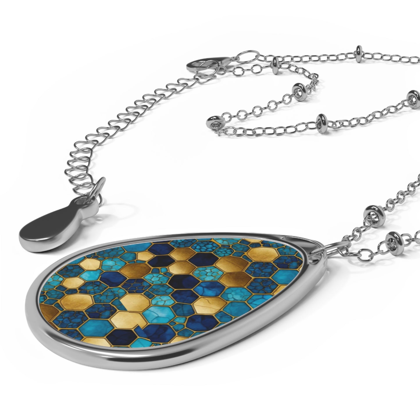 Elegant Honeycomb Pattern Necklace, Geometric Teardrop Pendant, Unique Jewelry Gift, Boho Chic Statement Piece, Perfect for Any [...]