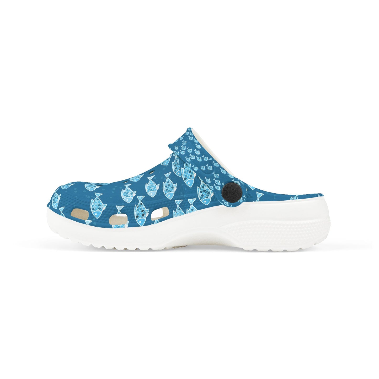 Kids Fish Pattern EVA Foam Clogs — Blue Ocean Slip-On Sandals