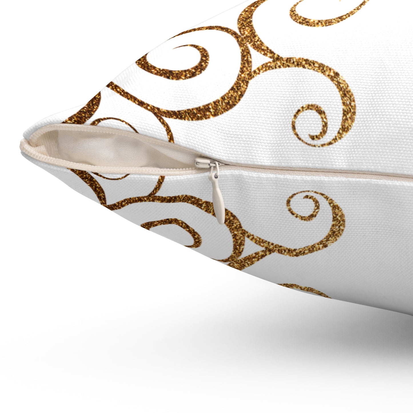 Elegant Decorative Pillow with Gold Swirl Design, Cozy Home Accent, Perfect for Living Room, Holidays, Gift Idea