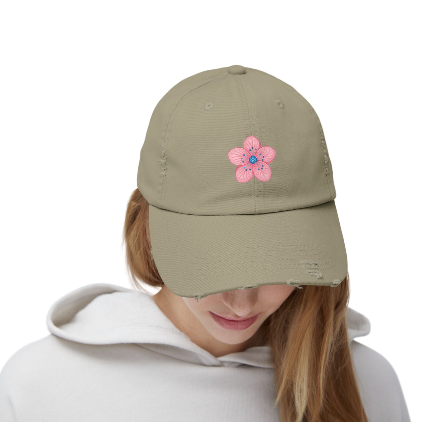 Floral Distressed Cap | Trendy Hat for Spring and Summer | Perfect Gift for Floral Lovers, Outdoor Events, Festivals, Birthdays
