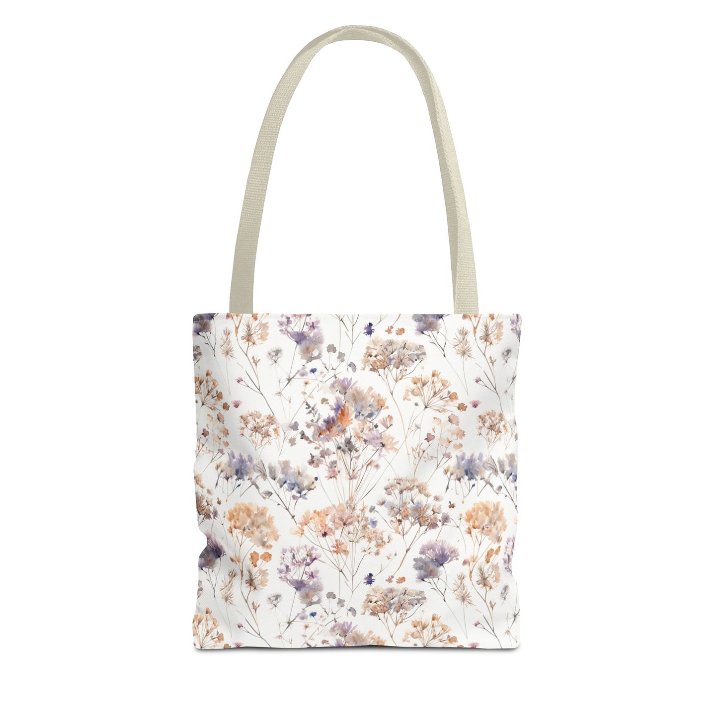 Floral Ditsy Print Tote Bag – Neutral Watercolor Wildflower Market Bag