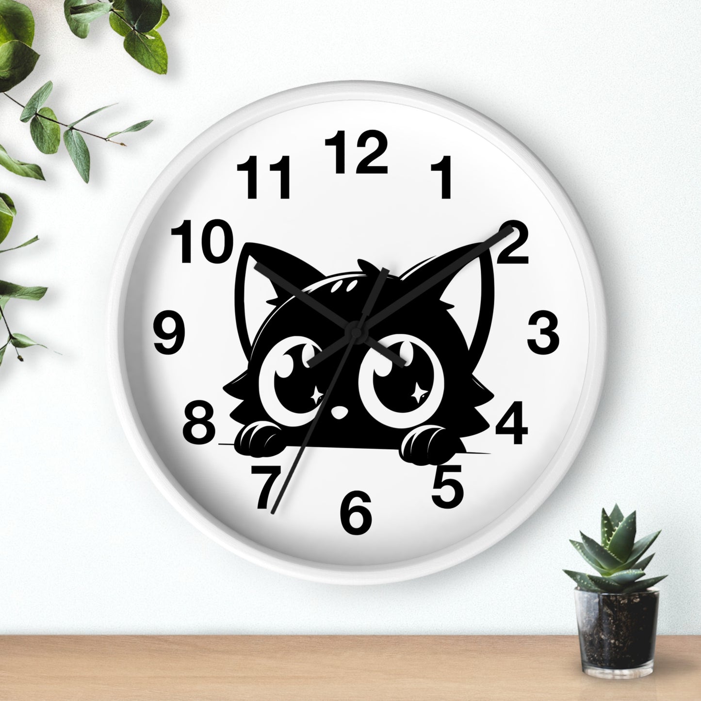 Cute Cat Wall Clock, Adorable Timepiece for Cat Lovers, Black Cat Decor for Home, Kawaii Wall Art, Gift for Cat Enthusiasts