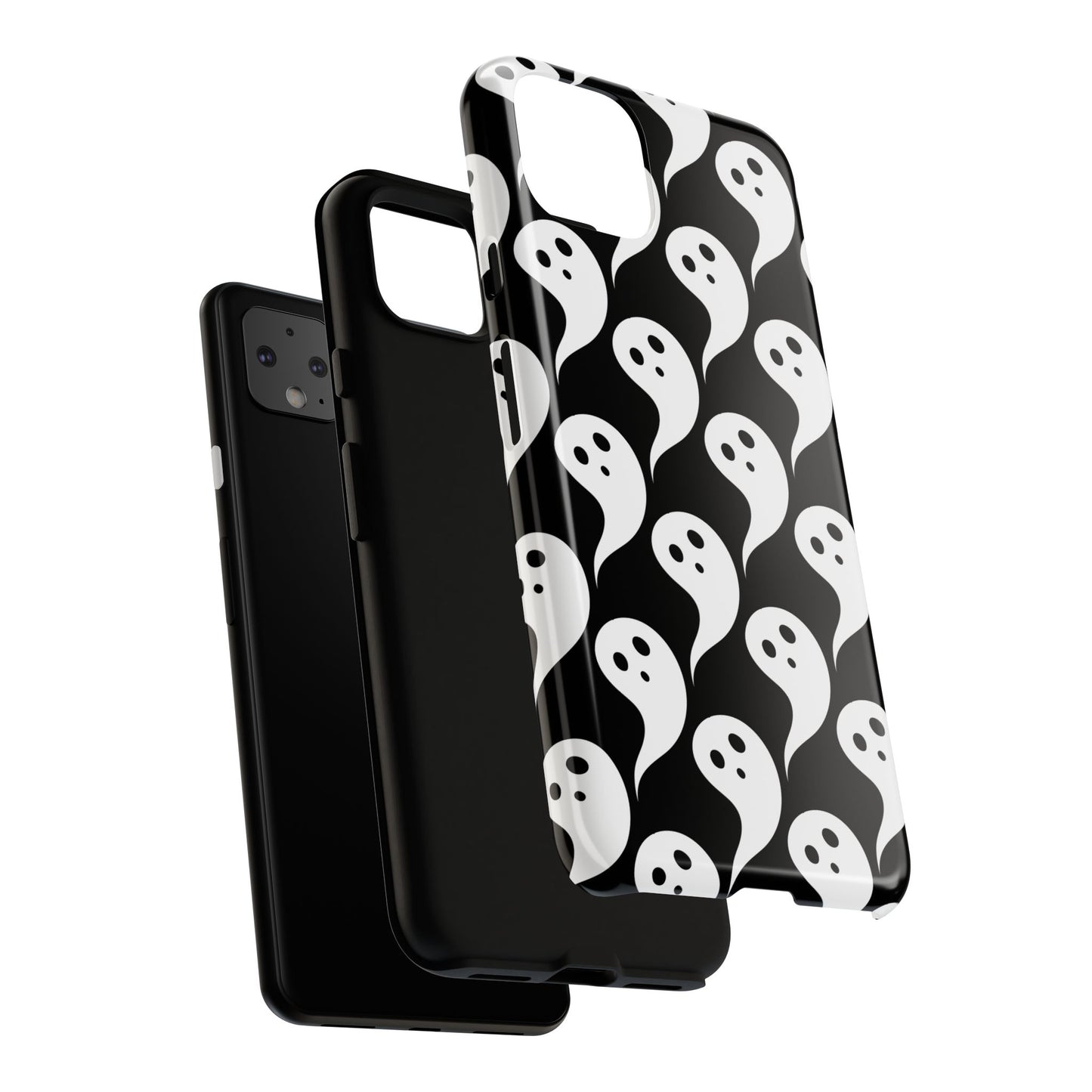 Ghost Pattern Phone Case, Cute Ghost Cell Phone Cover, Halloween Accessory, Spooky Gift, Black and White Phone Case