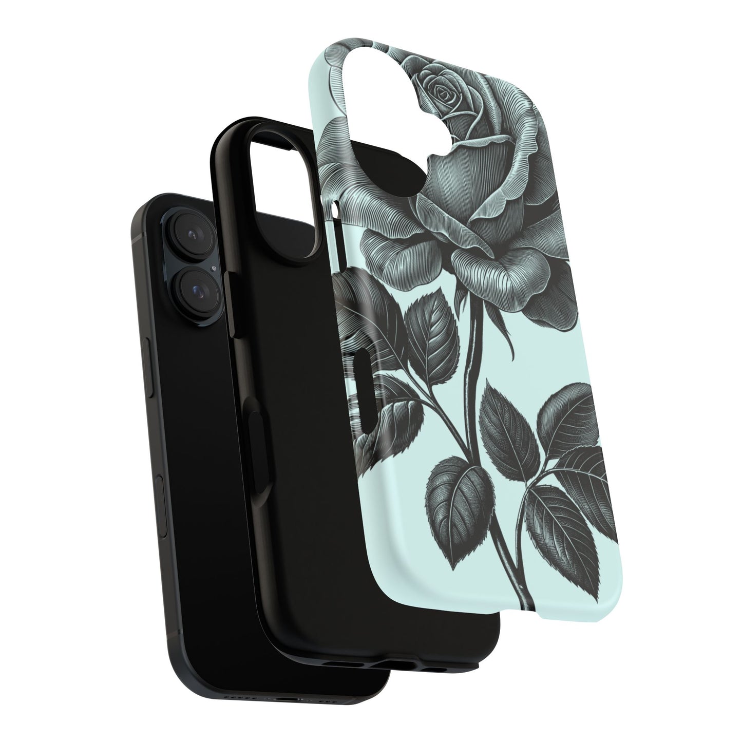 Elegant Floral Phone Case, Tough Cases for iPhones, Black Rose Design, Gift for Her, Stylish Phone Cover, Birthday Gifts