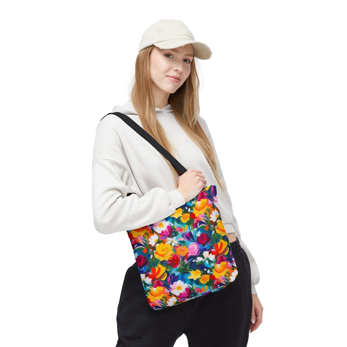 Colorful Floral Tote Bag — Vibrant All-Over Print Shopper