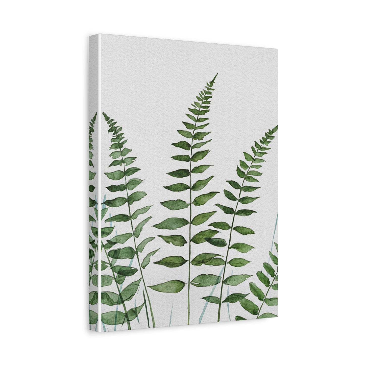 Fern Watercolor Canvas Art – Botanical Matte Stretched Wall Print