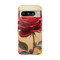 Floral Phone Case with Red Rose Design, Tough Phone Cover, Flower Print, Gift for Her, Stylish Accessory, Floral Aesthetic