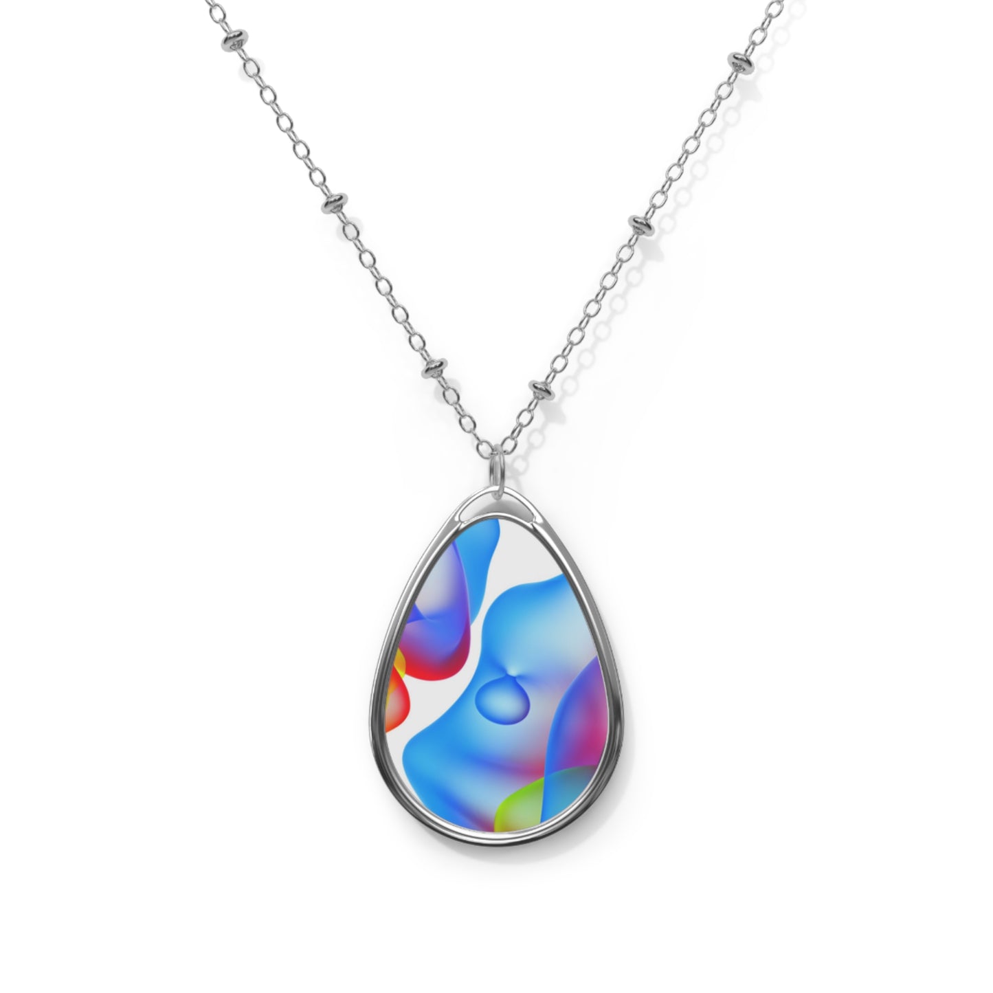Colorful Oval Necklace, Adjustable Chain, Boho Jewelry, Gift for Her, Birthday Present, Unique Accessory