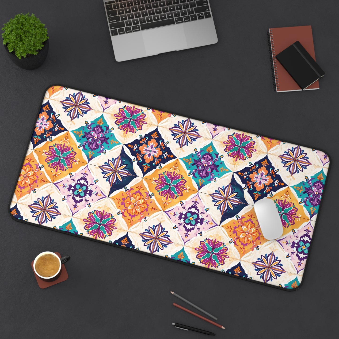 Colorful Geometric Desk Mat - Vibrant Office Decor