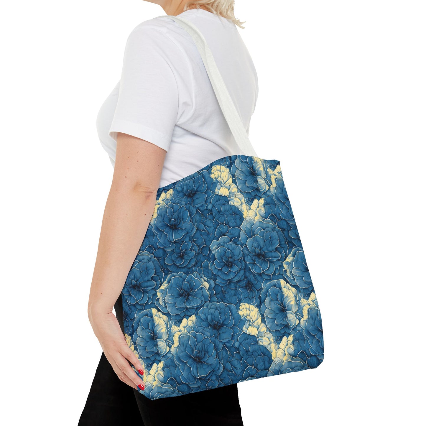 Floral Blue Peony Tote