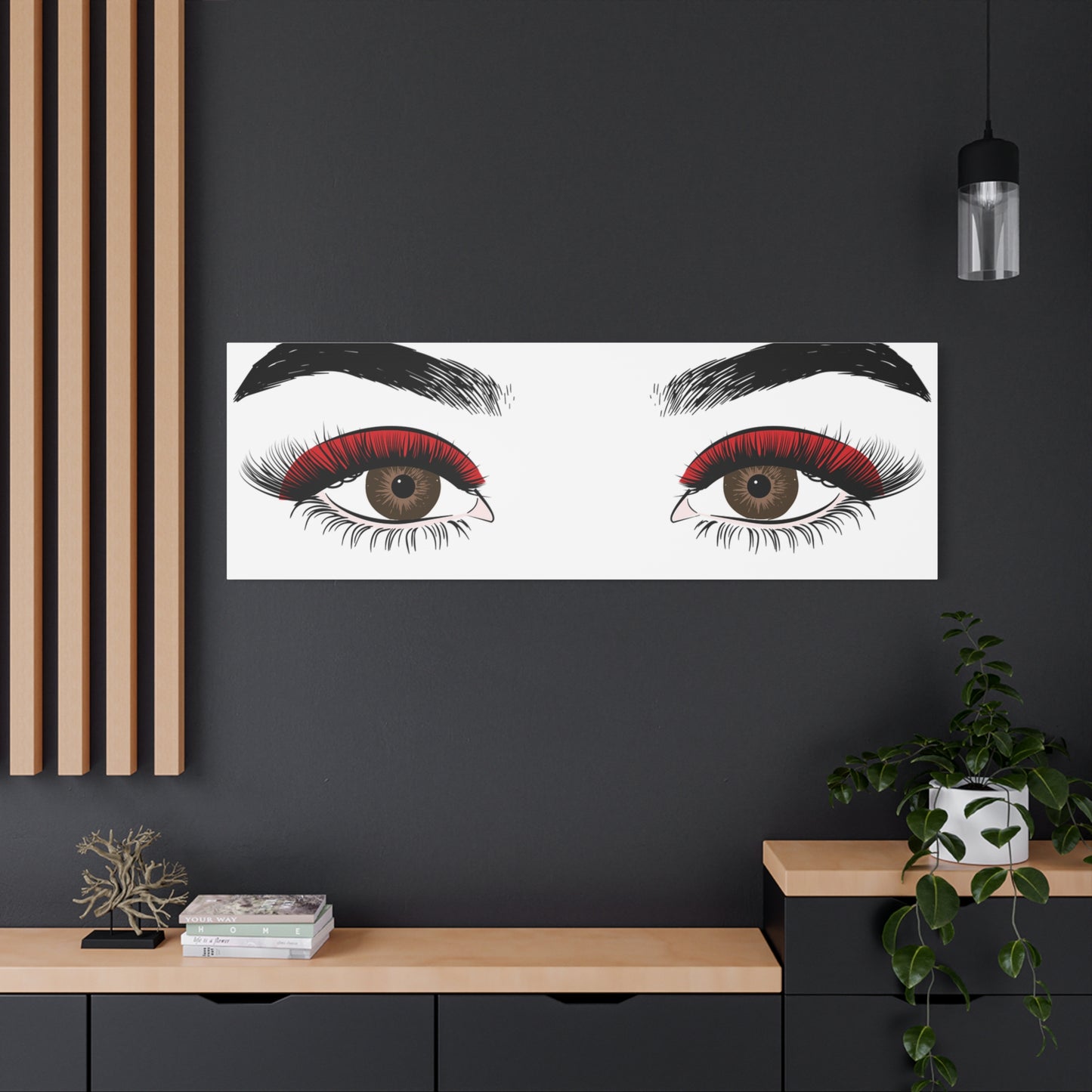 Red Lashes Wall Art Canvas — Glam Eyes Makeup Decor