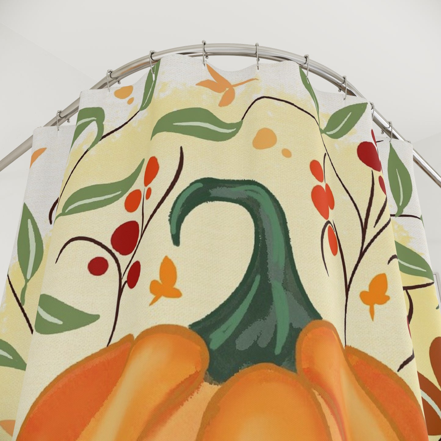 Autumn Pumpkin Shower Curtain, Fall Decor, Bathroom Accessories, Pumpkin Decor, Seasonal Home Decor
