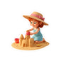 Cute Girl Building Sandcastle — Kiss-Cut Sticker