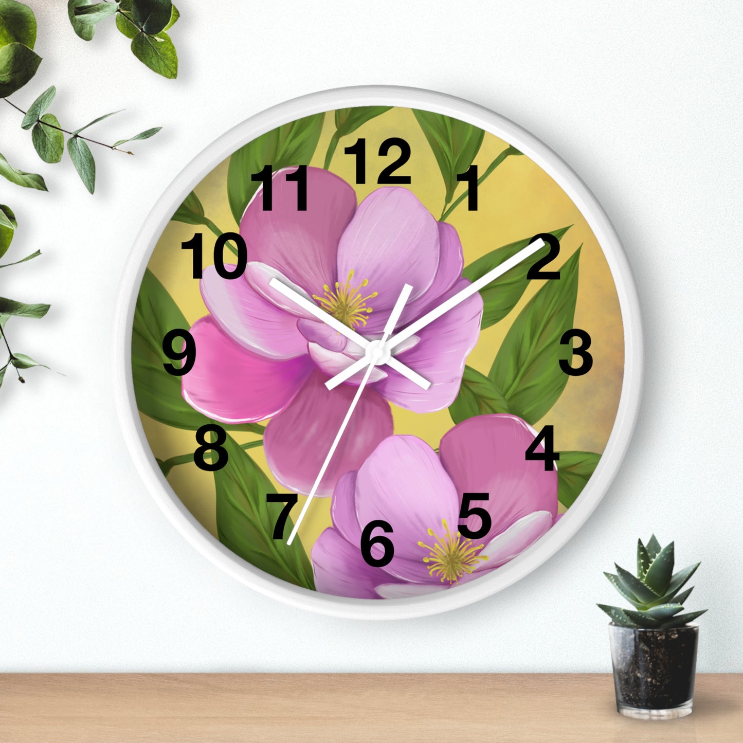 Floral Wall Clock, Boho Decor for Home, Functional Art, Gift for Her, Living Room Accent