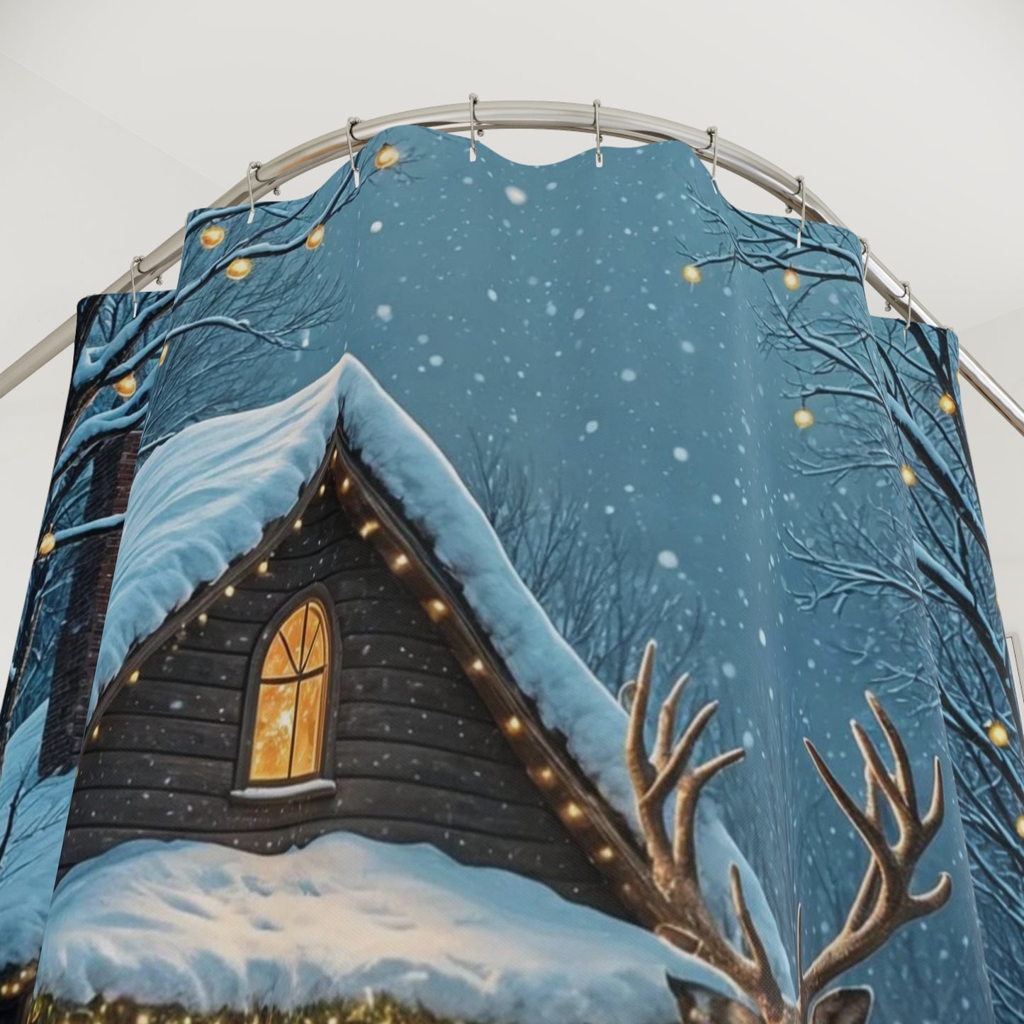 Winter Wonderland Shower Curtain, Cozy Cabin Décor, Holiday Bathroom Accessories, Rustic Home Decor, Christmas Gift Idea