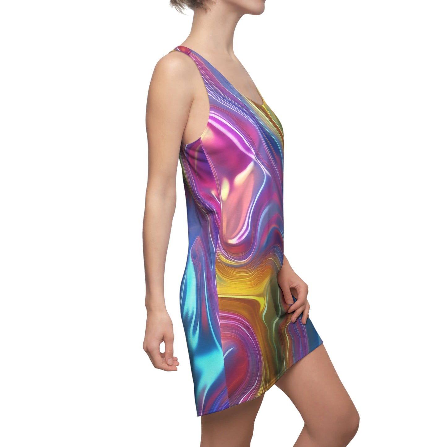 Colorful Swirl Racerback Dress, Summer Fashion, Party Outfit, Beach Wear, Festival Dress, Gift for Her