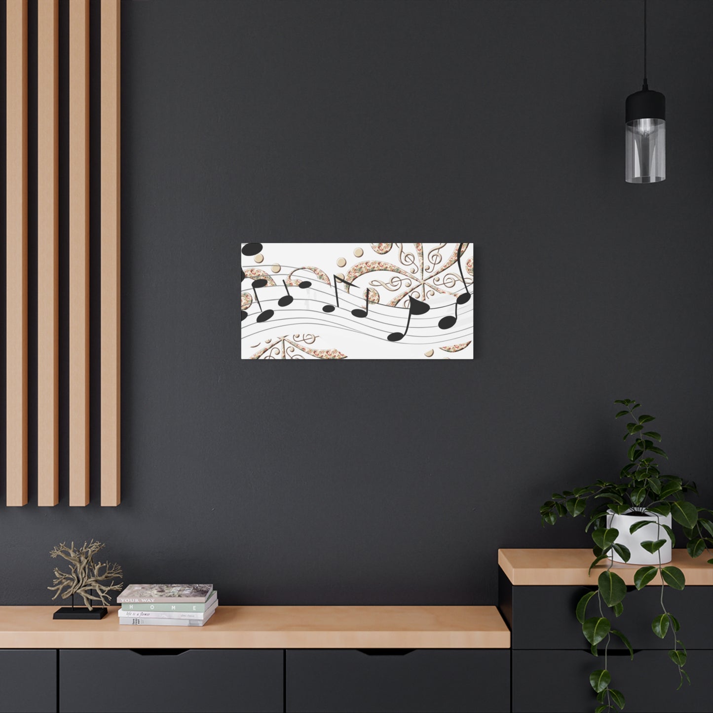Musical Note Canvas Art, Floral Decor for Home, Music Lover Gift, Wall Art for Musicians, Unique Gift Idea