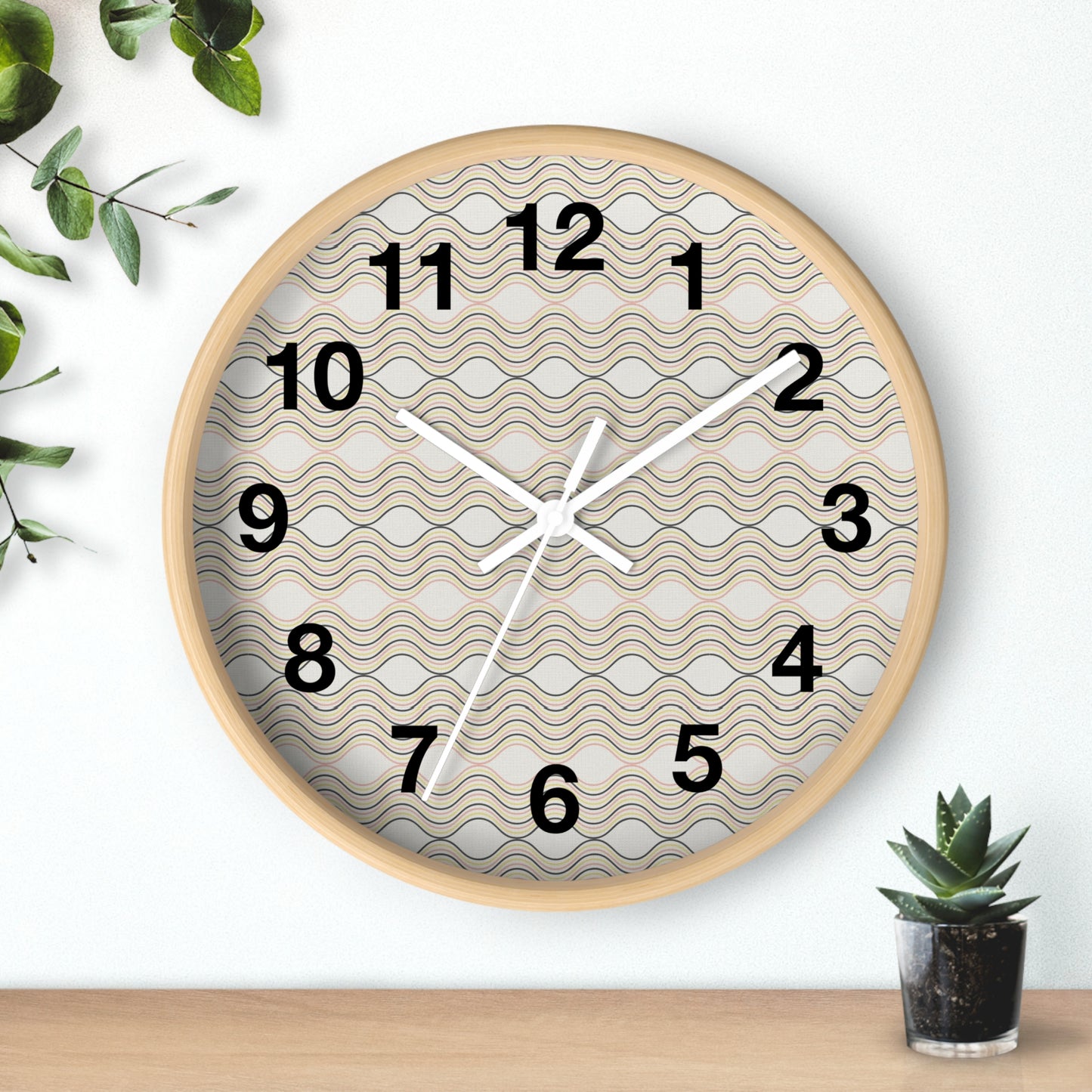 Modern Wave Pattern Wall Clock, Home Decor, Unique Gift, Coastal Vibes, Timepiece, Minimalist Design, Office Decor