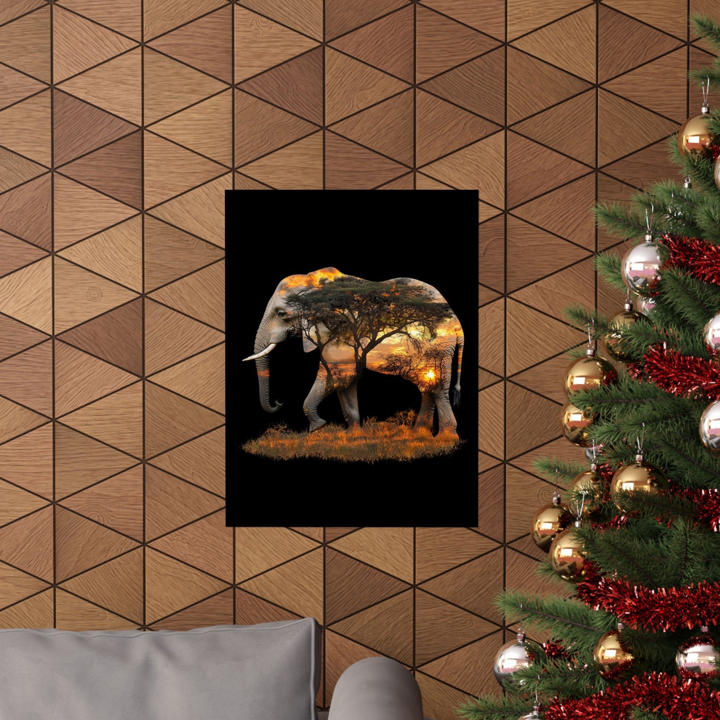 Elephant Sunset Matte Vertical Poster, Wall Art Decor, Animal Lovers Art, Gift for Nature Enthusiasts, Home Decoration