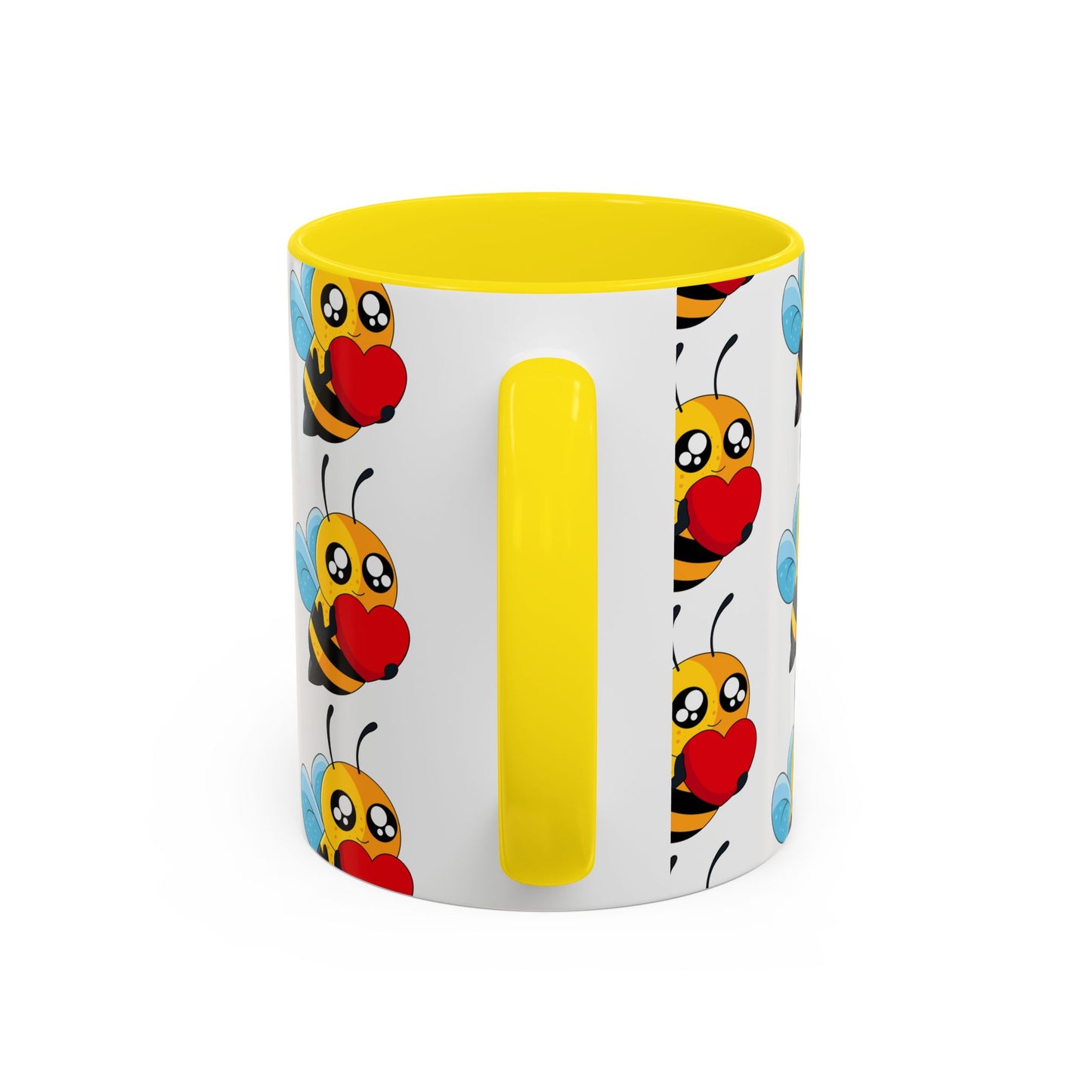 Cute Bee Love Accent Coffee Mug,  Cute Floral Mug, Cheerful Bee Design