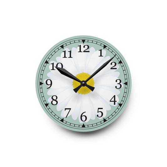 Vintage Daisy Acrylic Wall Clock Home Décor, Wall Art, Gift for Her