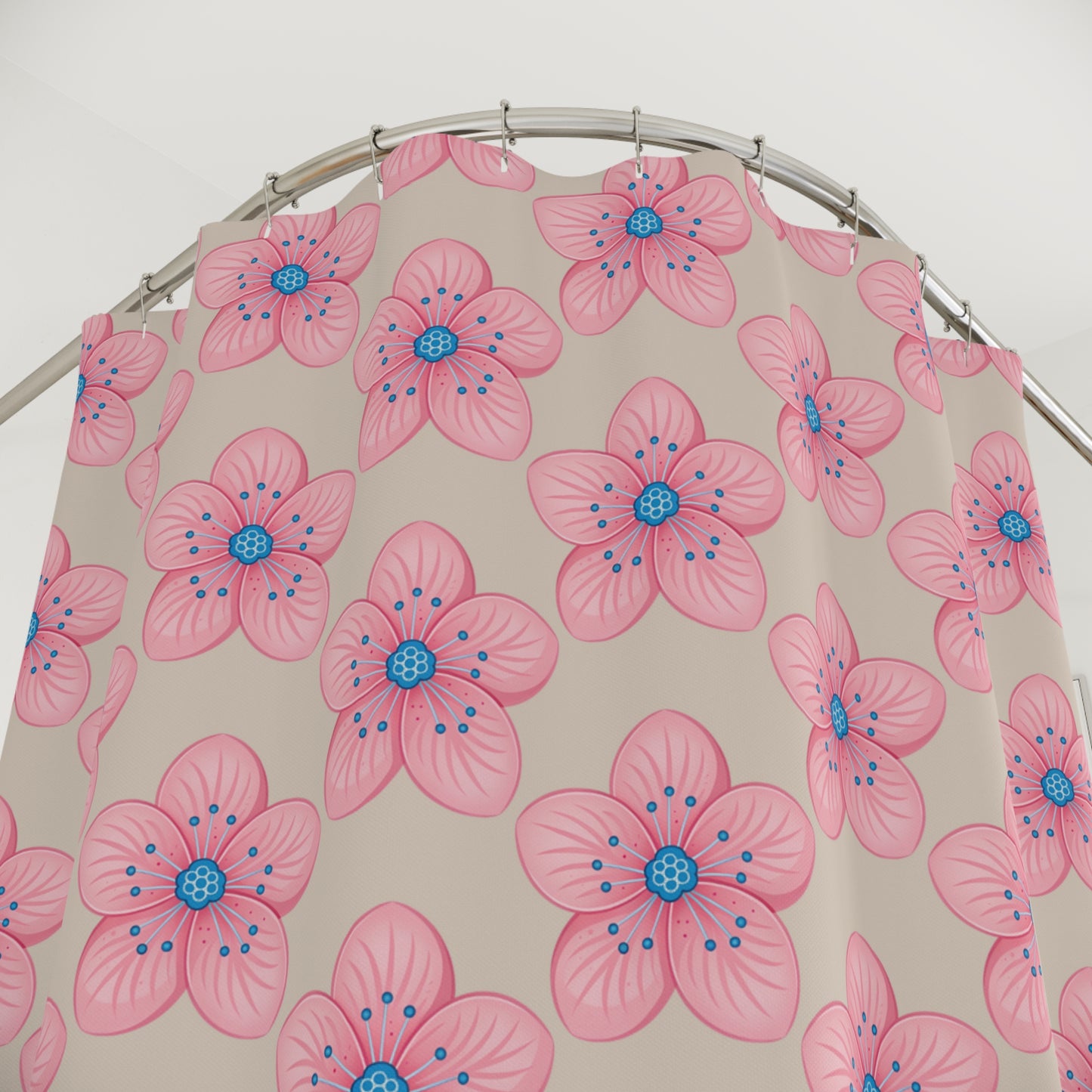 Floral Print Shower Curtain, Bathroom Decor, Spring Theme, Pink Flower Design, Home Accessories, Gift for Her