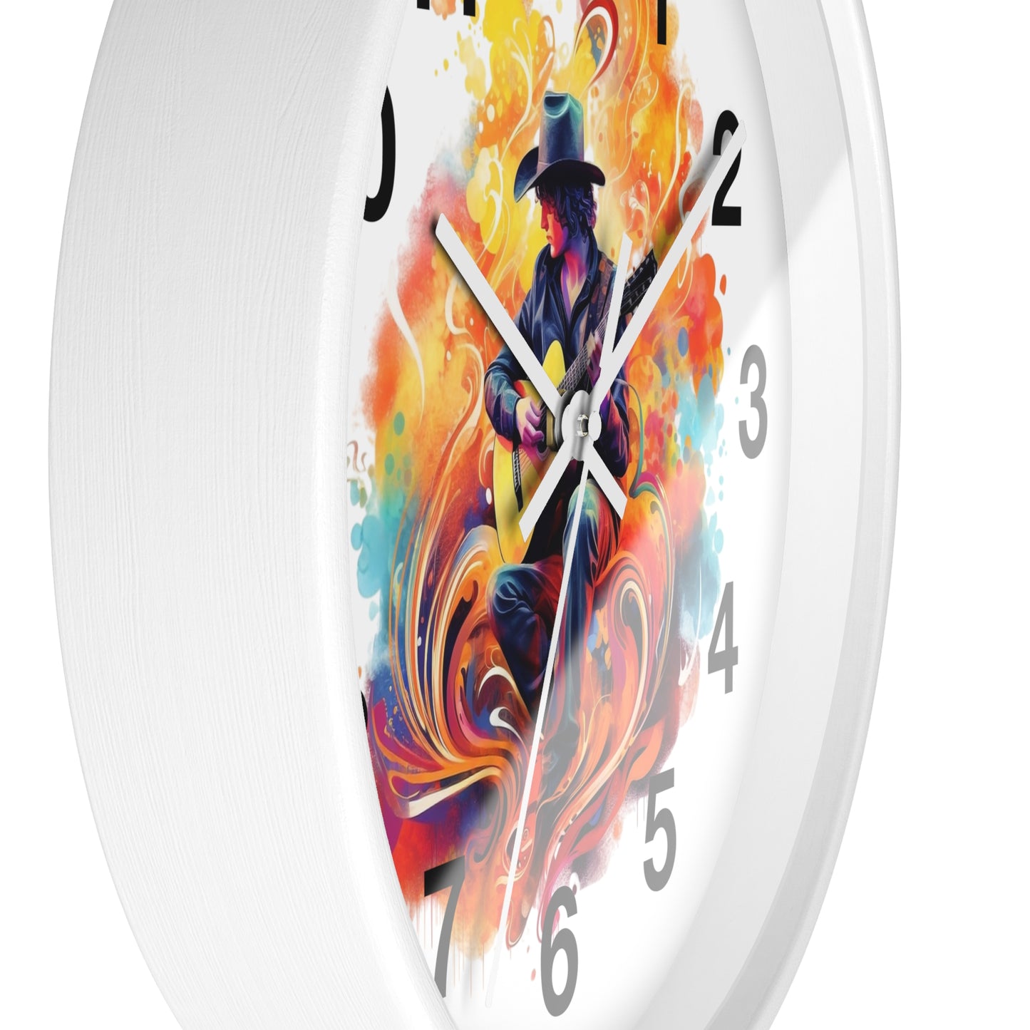 Guitarist Art Wall Clock — Colorful Blues Music Decor