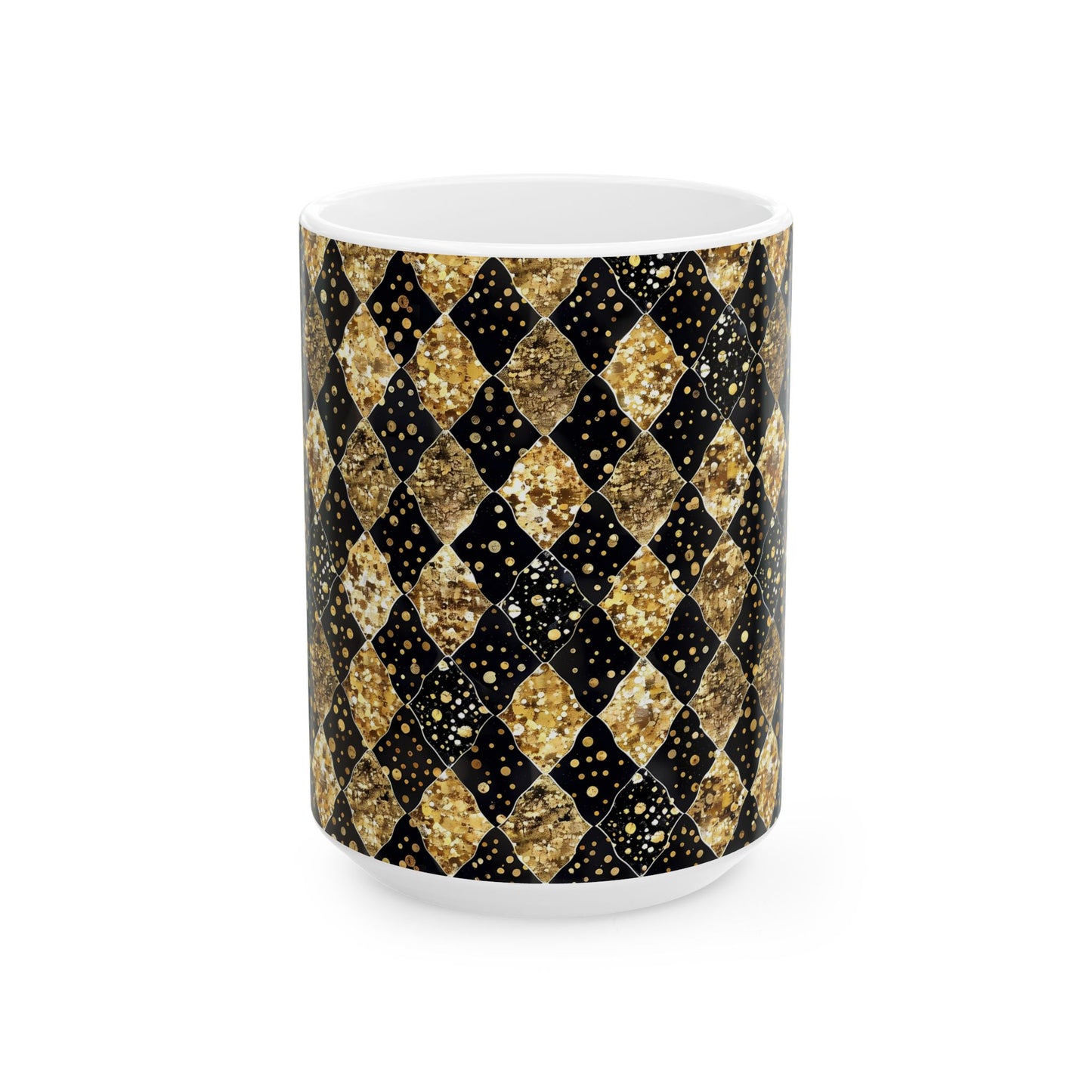 Elegant Gold and Black Harlequin Ceramic Mug