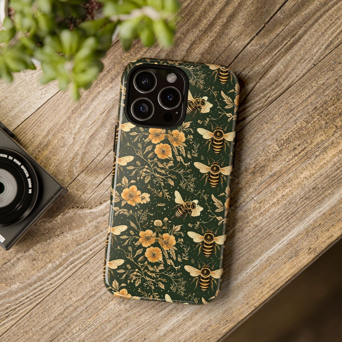 Nature-Inspired Phone Case, Tough Cases for Nature Lovers, Floral Bee Design, Eco-Friendly Gift, Summer Vibes, Trendy Phone Accessory,