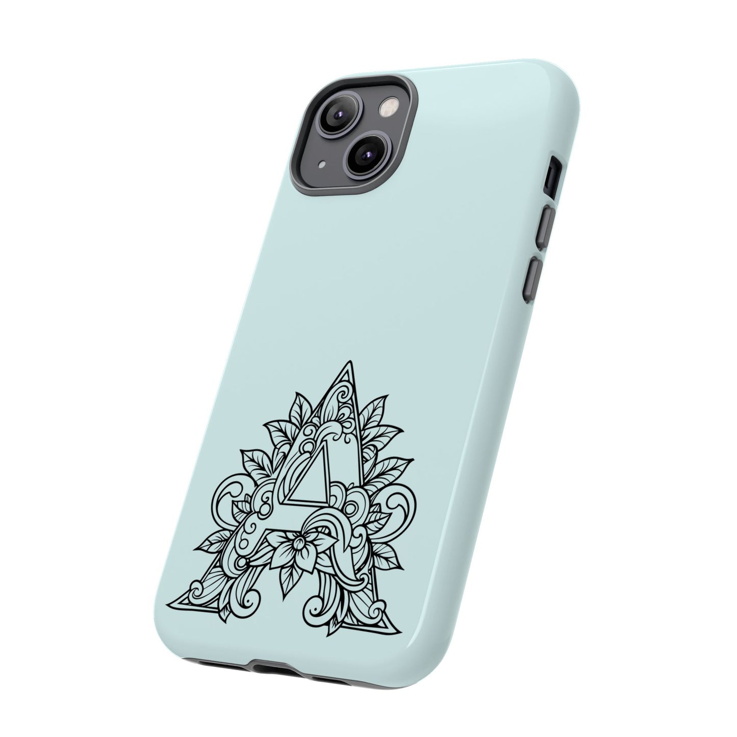 Personalized Tough Phone Case, Floral Monogram Cell Phone Cover, Custom Protective Case, Unique Gift, Birthday, Graduation